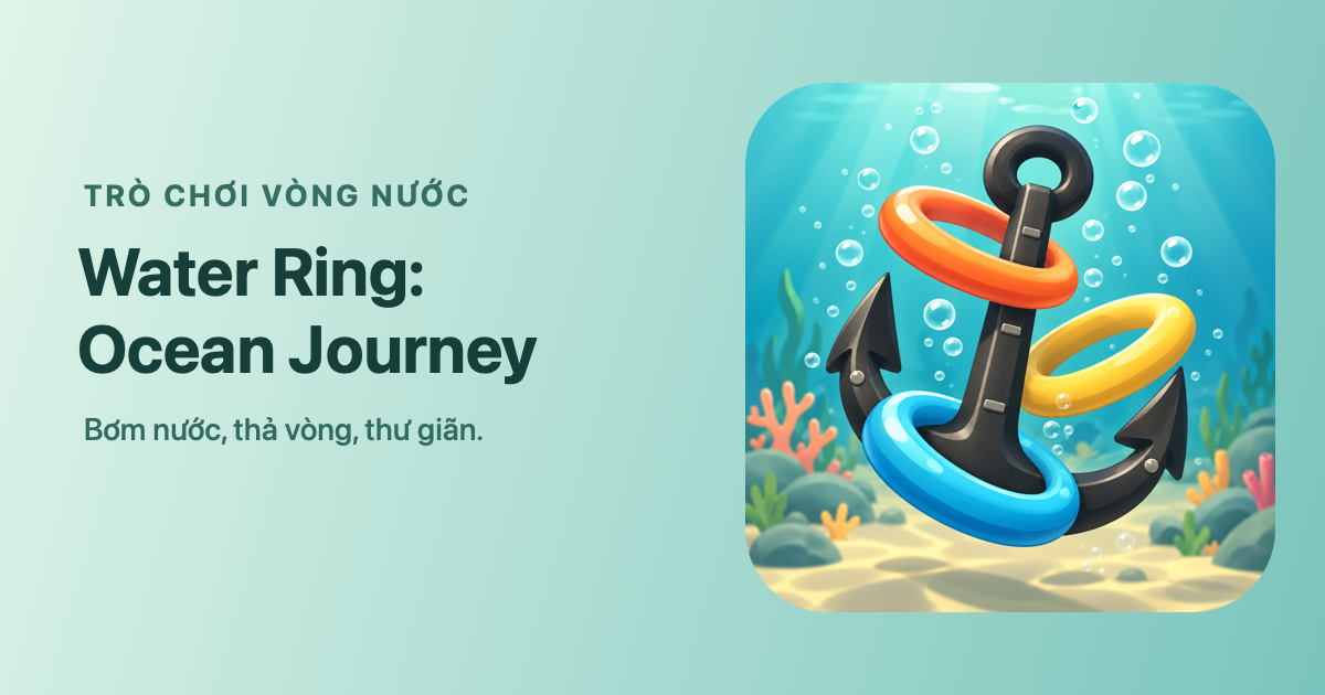 An anchor, colorful rings and bubbles underwater in Water Ring: Ocean Journey